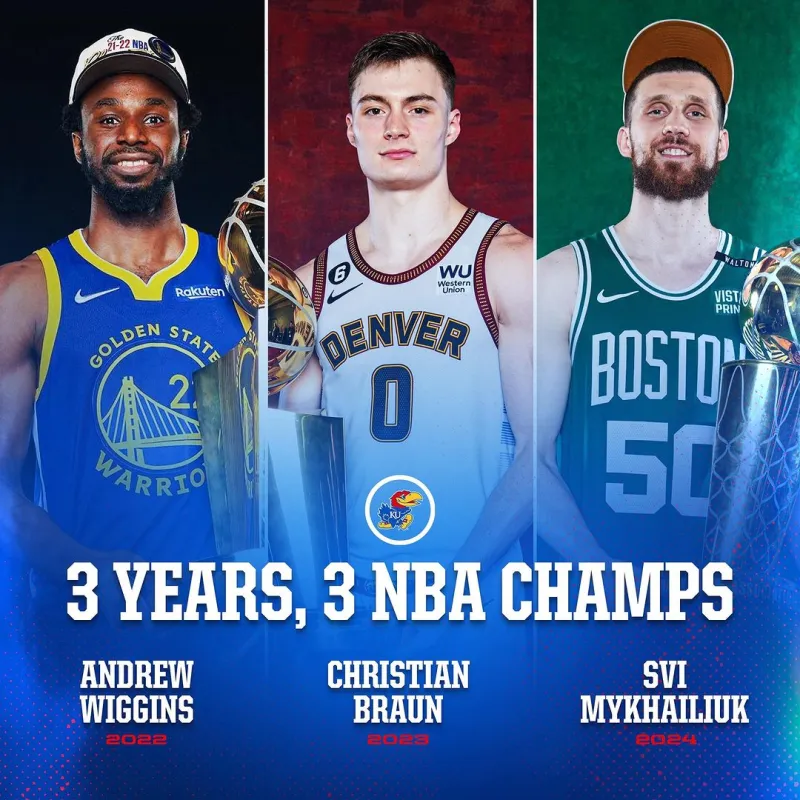 堪萨斯大学官方照片：3年3次NBA总冠军